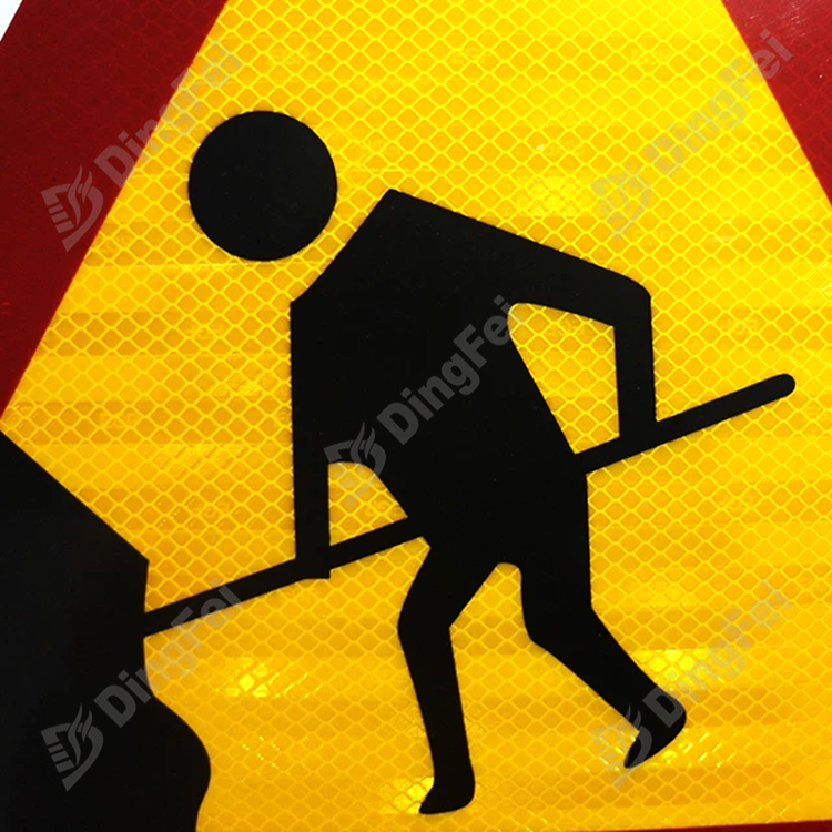 Reflective Man At Work Triangle Warning Sign - 